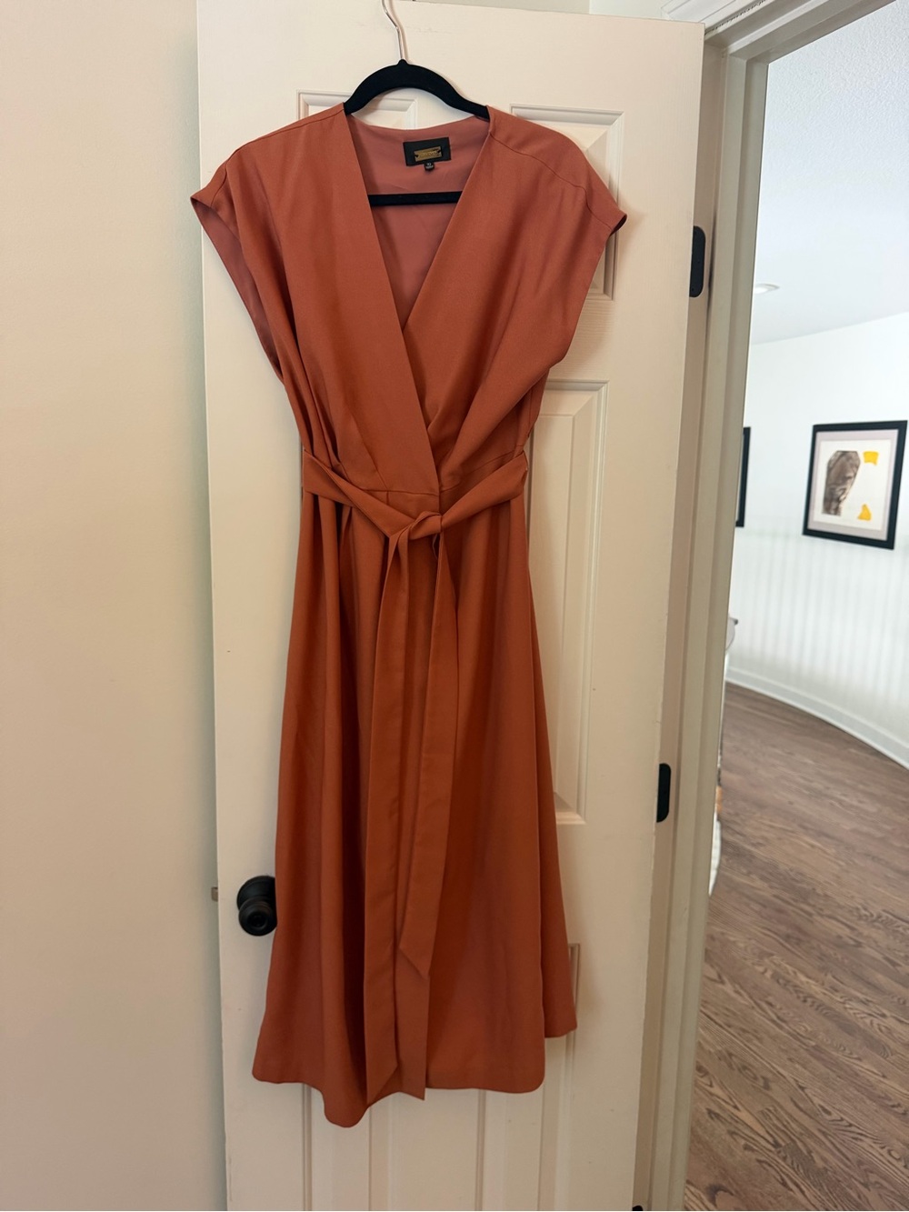 Alexia Admor Sleeveless Wrap Midi Dress in Rust Orange